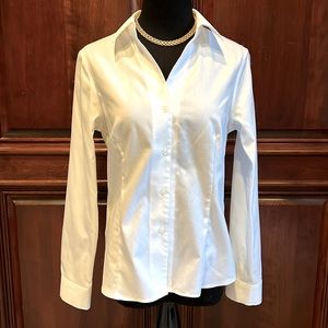 Anne Klein non-iron white cotton button down shirt